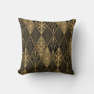 Coussin Art Déco Black Gold Elegance