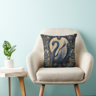 COUSSIN ART DÉCO CYGNE BLEU | ACCENT DÉCORATIF VINTAGE