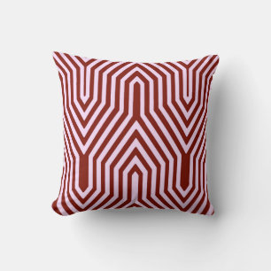 Coussin Art déco géométrique - bordeaux et rose