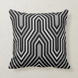 Coussin Art déco géométrique - nuances de gris/de gris