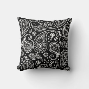 Coussin Art Déco Motif floral noir et blanc