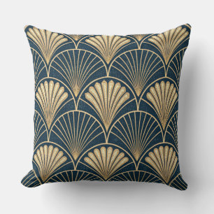 Coussin Art Déco Or Et Marine 