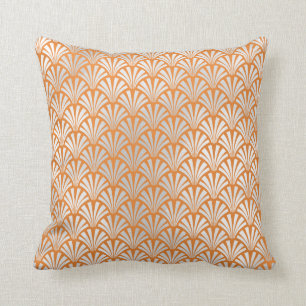 Coussin Art Déco Orange Pêche Argent Gris Balances Coques