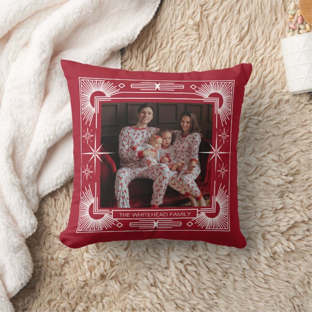 Coussin Art Déco Photo Christmas Star Holiday Red (Couverture)