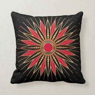 Coussin Art Deco Retro Star (Red-gold-black)