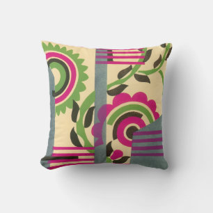 Coussin Art Déco vintage motif géométrique pochoir jazz