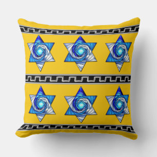 Coussin Art Déco Vitrail Magen David Stripes