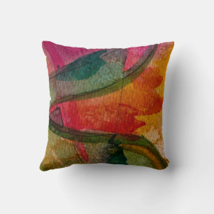 Coussin Art d'expressionnisme abstrait à l'aquarelle et à 