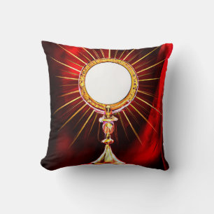 Coussin Art d'IA Hostie du Saint Sacrement dans un Ostenso