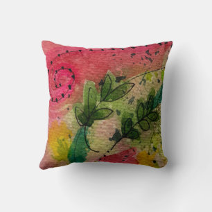 Coussin Art d'impressionnisme abstrait à l'aquarelle et à 