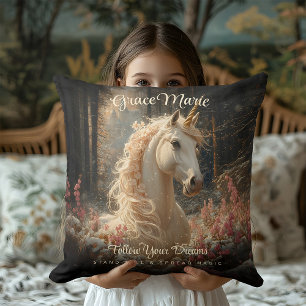 Coussin Art du Château de Conte de Fées Licorne de la Forê