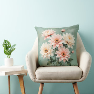 Coussin Art Élégant Chrysanthème Rose