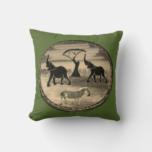 Coussin Art Eléphant Africain