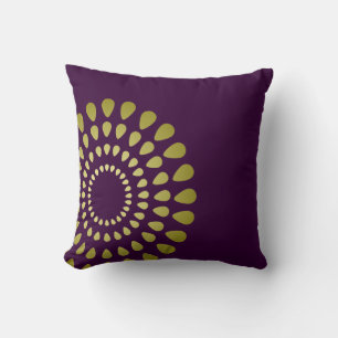 Coussin Art floral abstrait vert olive or