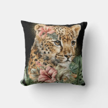 Art floral d'animaux bébé de jungle à l'aquarelle