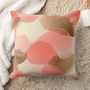 Coussin Art fluide accentué d'or - Marbre Sienne (6)