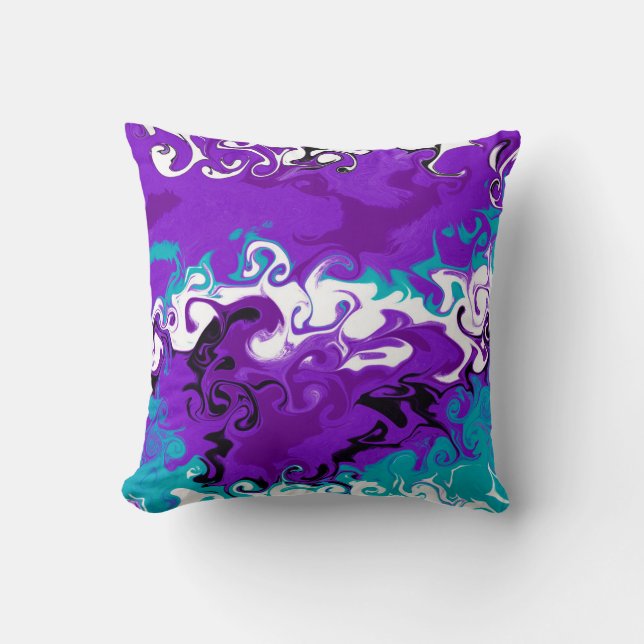 Coussin Art fluide des vagues violettes (Recto)
