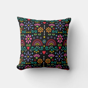 Coussin Art folklorique mexicain sans soudure motif, desig