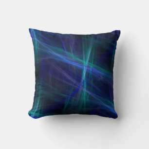 Coussin Art fractal abstrait vert bleu brumeux