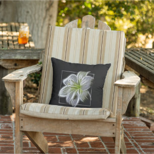 Coussin Art fractal de lys blanc époustouflant sur fond no