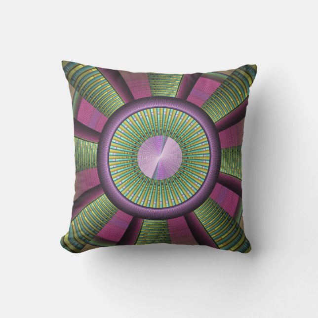 Coussin Art Fractal Moderne Rond Et Coloré (Recto)