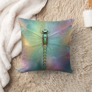 Coussin Art Fractal Petite libellule verte,