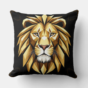 Coussin Art Géométrique Abstrait de Lion avec Ton Or Inten