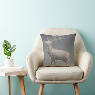 Coussin Art géométrique complexe en ligne d'un cerf majest