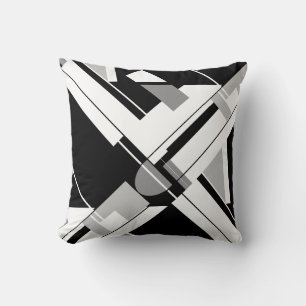 Coussin Art géométrique gris noir design