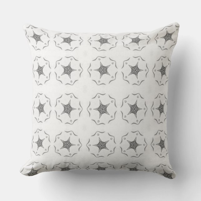 Coussin Art géométrique moderne Noir Blanc Gris Star Couss (Recto)