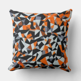 Coussin Art géométrique orange et noir Abstrait
