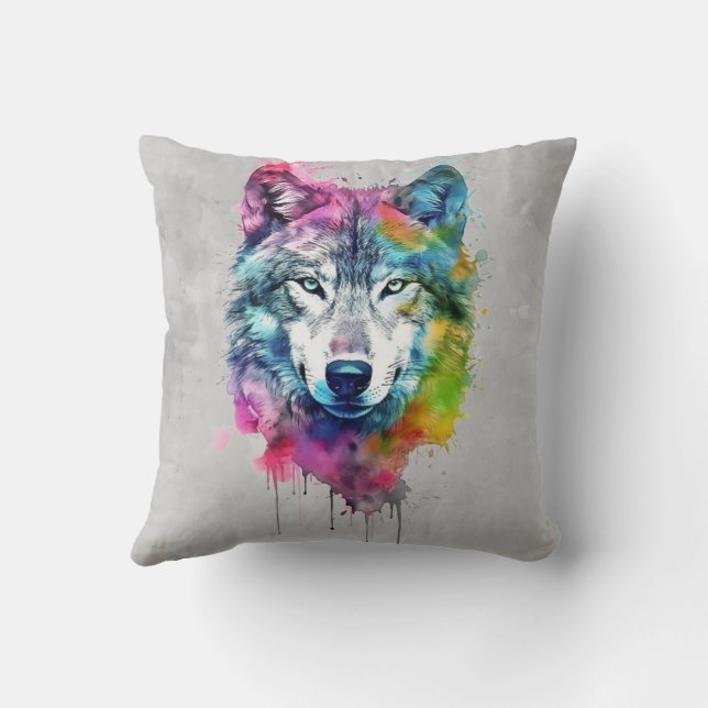 Coussin Art graphique Wolf Wolves Animal (Verso)