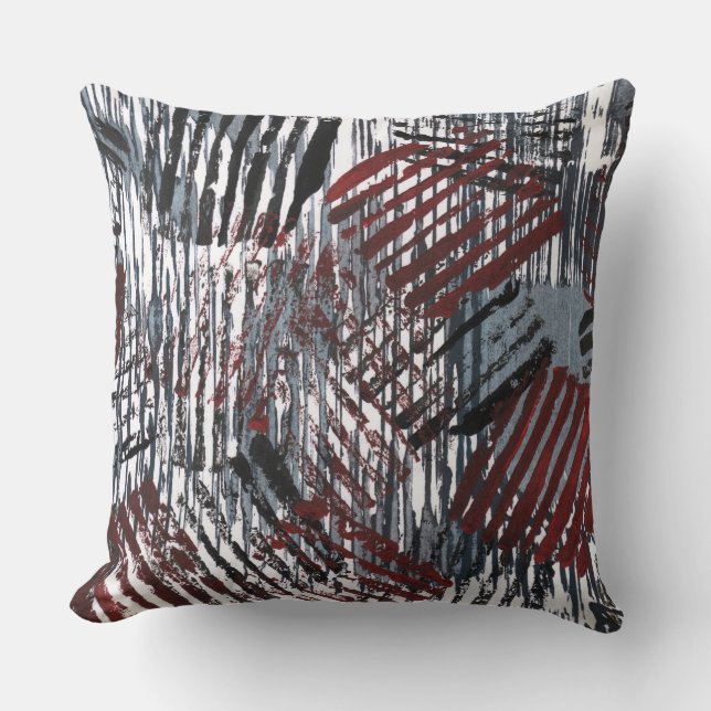 Coussin art gris rouge Abstrait (Recto)