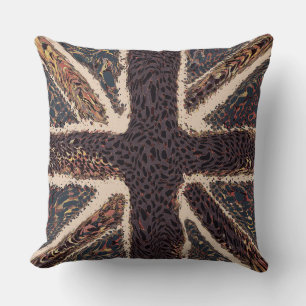 Coussin Art Liquide Union Jack Brown, Motif animal sauvage