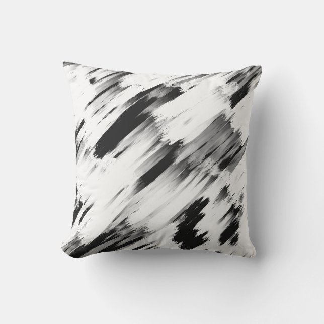 Coussin Art moderne Abstrait noir blanc brossé (Recto)