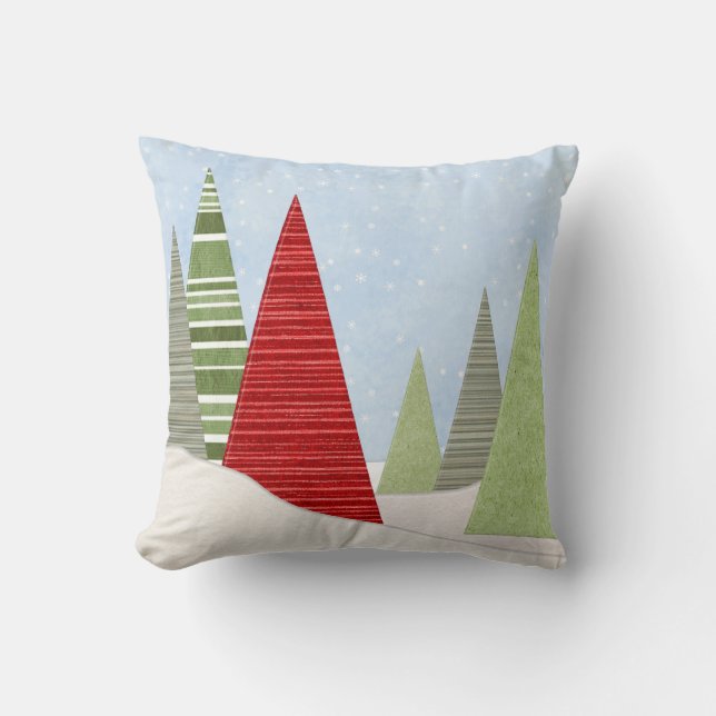 Coussin Art moderne des arbres de Noël d'hiver (Recto)