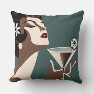 Coussin Art Moderne du Milieu du Siècle La DIva Martini