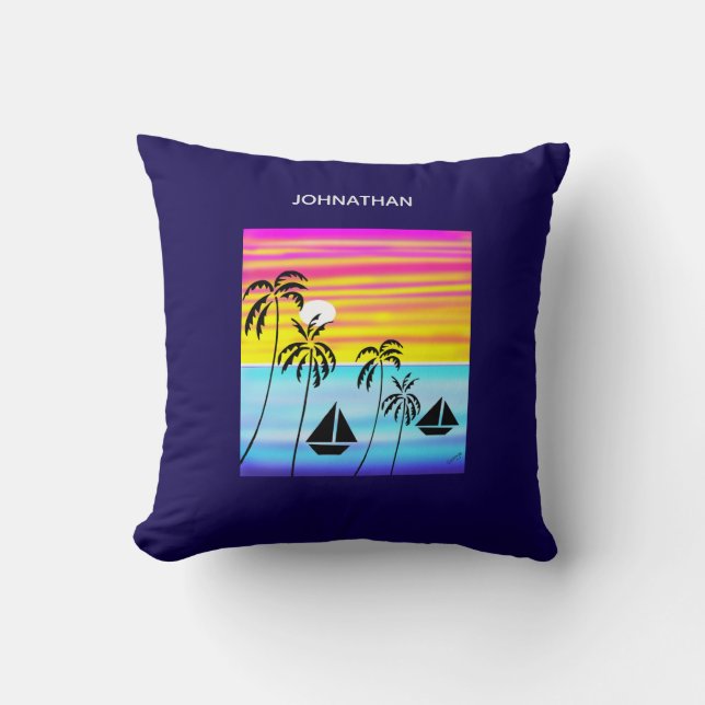 Coussin Art moderne Superbe Tropical Sunset Sailing (Recto)