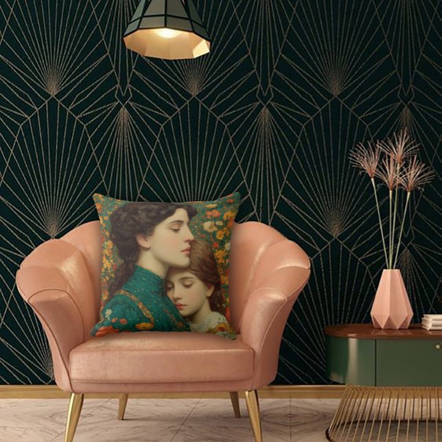 Coussin Art Nouveau Mother & Child (Créateur téléchargé)
