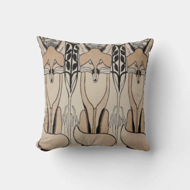 Coussin Art Nouveau Taupe/Black Fox (Recto)