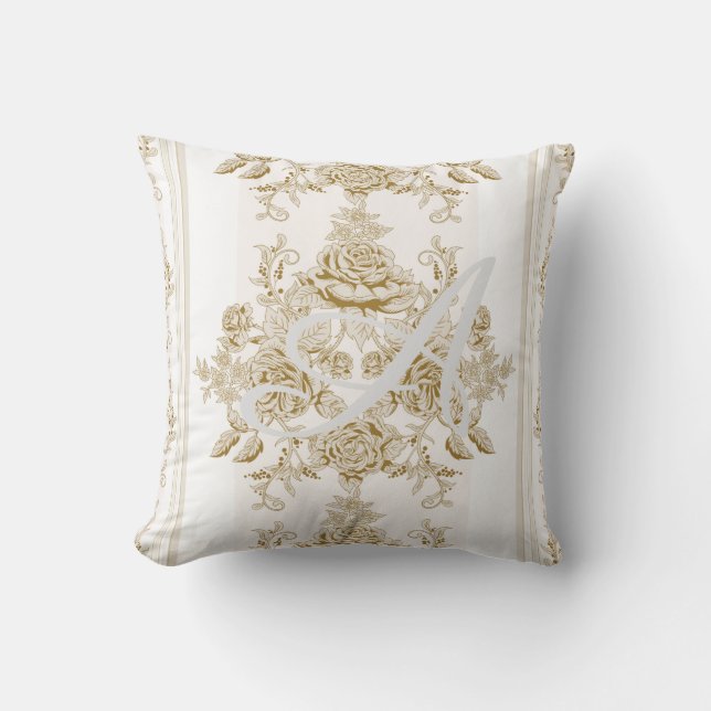 Coussin Art nouveau, Toile, floral, motif, beige, chic, él (Recto)