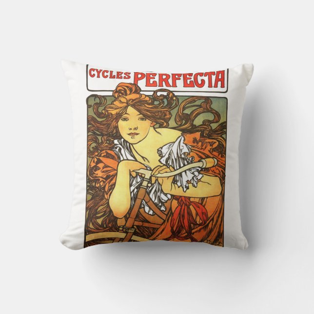 Coussin Art Nouveau Vélo Mucha Art (Recto)