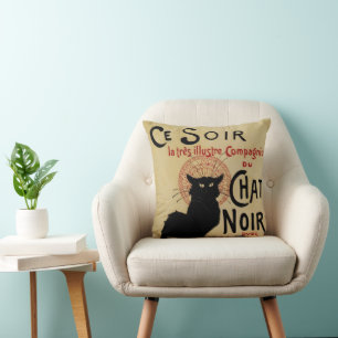 Coussin Art Nouveau vintage, Ce Soir Chat Noir Chat Noir