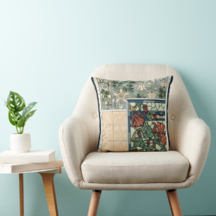 Coussin Art Nouveau vintage, fleurs d'Aquilegia Columbine