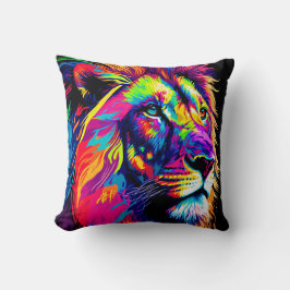 Coussin Art numérique Abstrait 3d Portrait de Lion