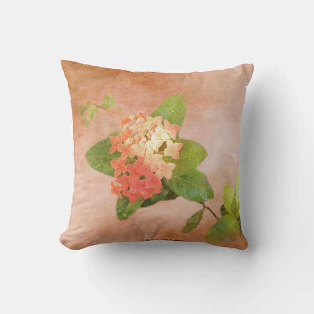 Coussin Art numérique des fleurs de pêche (Recto)