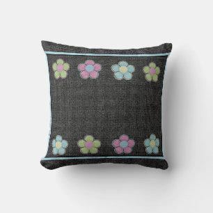 Coussin Art numérique Fleurs et Black Texture Arrière - pl