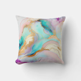 Coussin Art parties scintillant abstrait en marbre pastel
