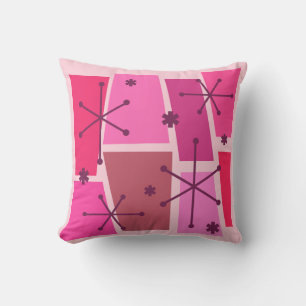 Coussin Art pop de l'âge atomique rose chaud