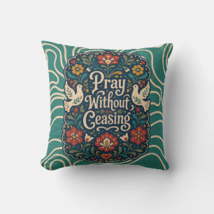 Coussin Art populaire colombier chrétien floral vintage fe